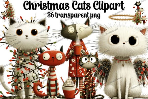 Christmas Cats Clipart: Festive Illustrations for Brands