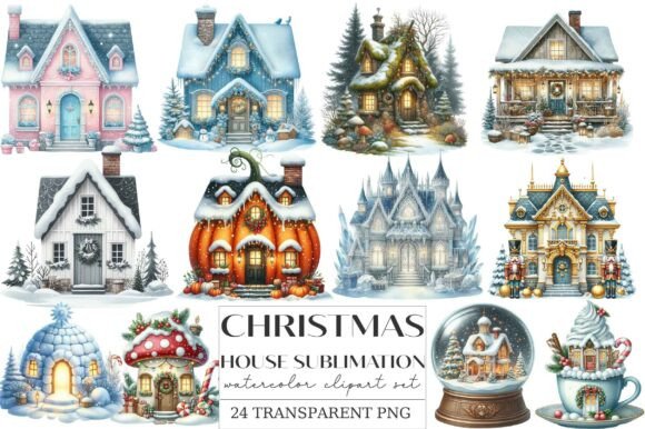 Christmas House Clipart for Festive Illustrations