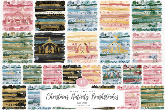Christmas Nativity Brushstrokes Clipart: Illustrations Review