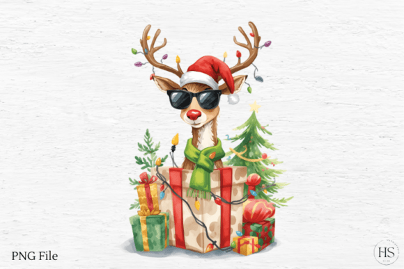 Christmas Reindeer with Sunglasses PNG for Illustrations