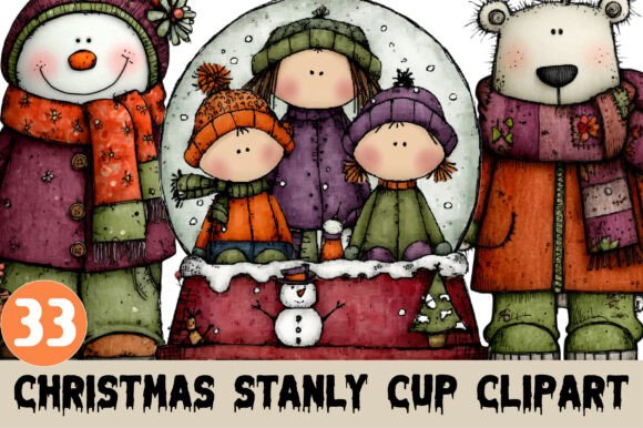 Christmas Stanly Cup Clipart: Festive Illustrations for Crafters