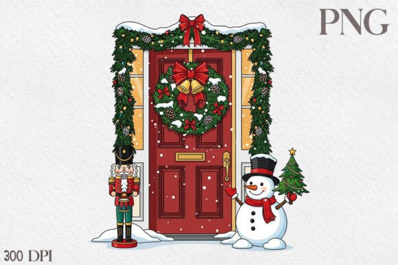 Christmas Winter Door Clipart: Illustrations