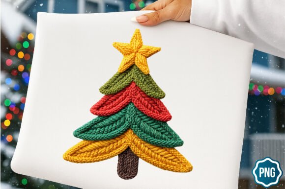 Crochet Yarn Christmas Tree PNG: Illustrations for Branding
