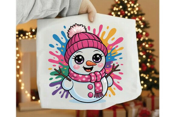 Cute Kawaii Snowman PNG: Editorial Illustrations