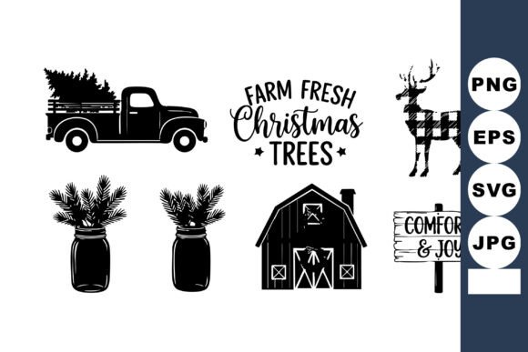 Farm Fresh Christmas Trees Truck Illustrations