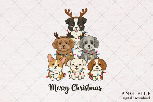 Funny Christmas Dogs PNG: Festive Illustrations