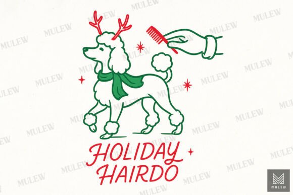 Funny Christmas Poodle Dog Sublimation Illustrations