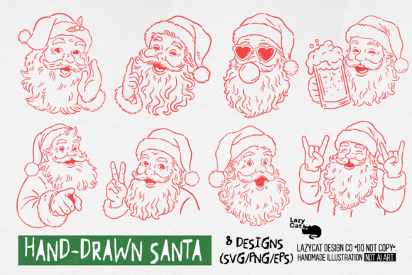 Hand-Drawn Santa SVG: Festive Illustrations for Sellers