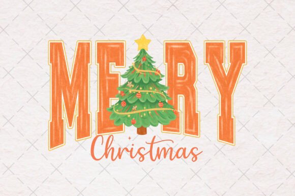 Merry Christmas Varsity Png: Bold Illustrations