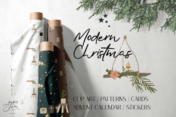 Modern Christmas Clipart Patterns for Illustrations