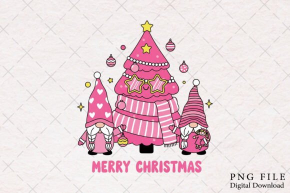 Pink Christmas Gnomes: Festive Illustrations for Crafters