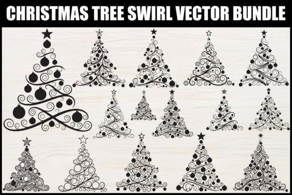 Review: Christmas Tree Swirl Vector Bundle Illustrations