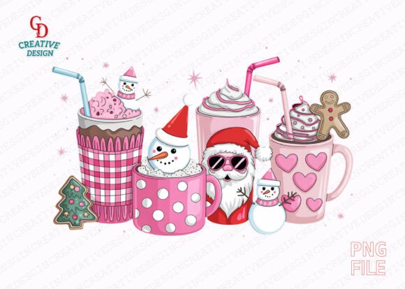 Review: Pink Christmas Coffee Cups Sublimation Design