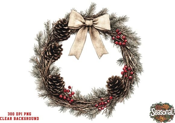 Review: Soft Brown Ribbon Christmas Wreath Clipart