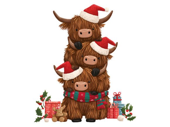 Reviewing the Christmas Highland Cow Stack PNG Illustrations
