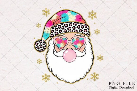 Santa Blowing Bubblegum Christmas PNG: Festive Illustrations