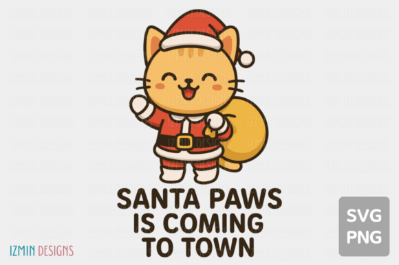 Santa Paws Cat Art SVG for Illustrations