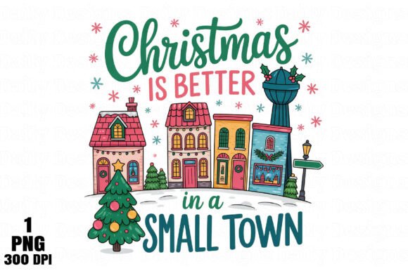 Small Town Christmas Png: Illustrations for Design