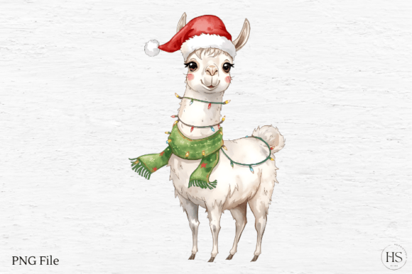 Watercolor Christmas Llama: Festive Illustrations