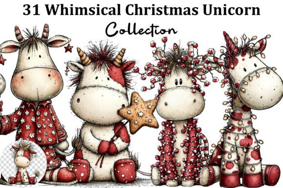 Whimsical Christmas Unicorn Clipart Review