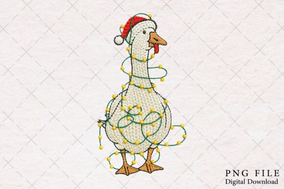 Yarn Crochet Santa Hat Christmas Goose P Illustrations